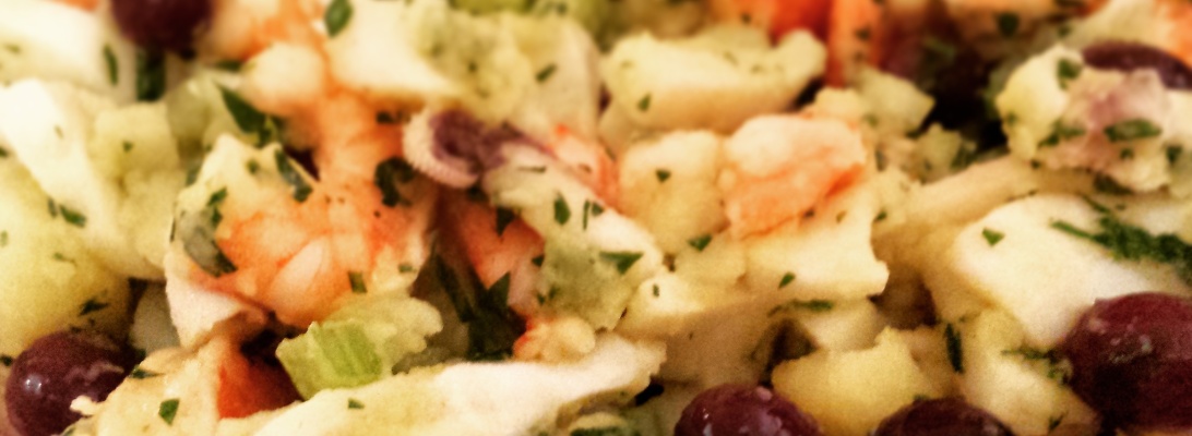 insalata di mare gamberi seppia patate olive gluten free